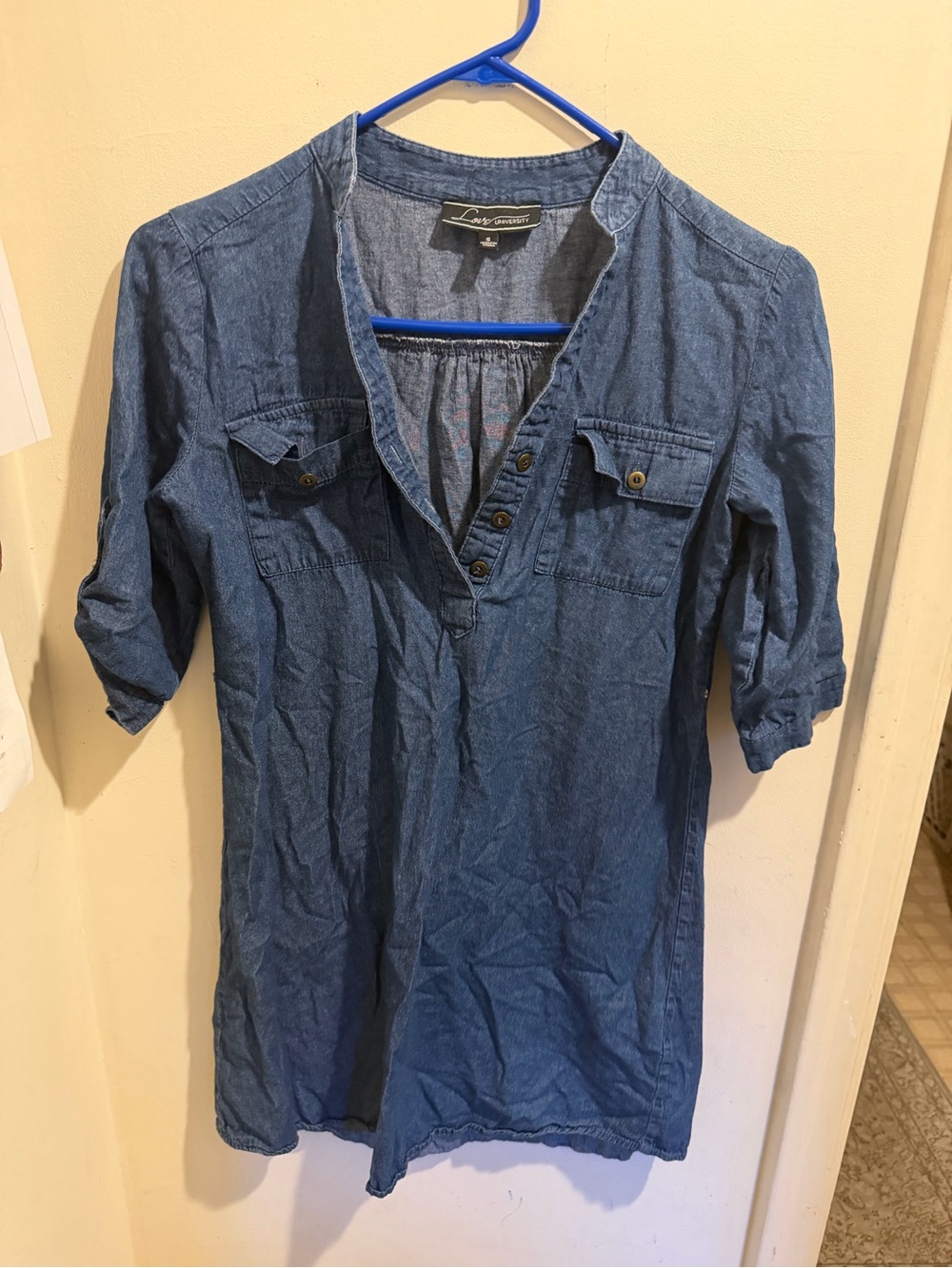 Love University Denim Henley Shirt - women’s